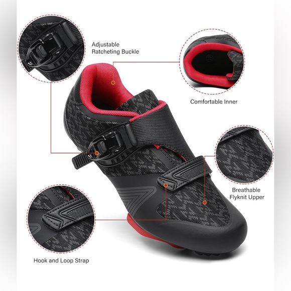 Unisex Black Cycling Shoes Compatible with Delta Cleats  Indoor/Outdoor/Peleton - Picture 10 of 15